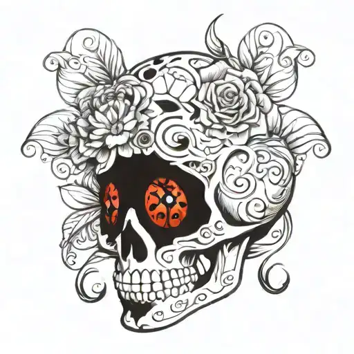 Sugar Skull With A Lady Bug