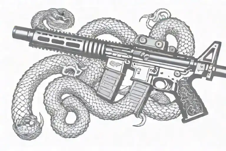 American Ar 15 Rifle With Rattle Snake Wrapping Ot Around