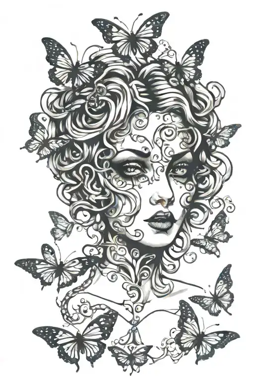 Medusa Surrounded By Butter Fly
