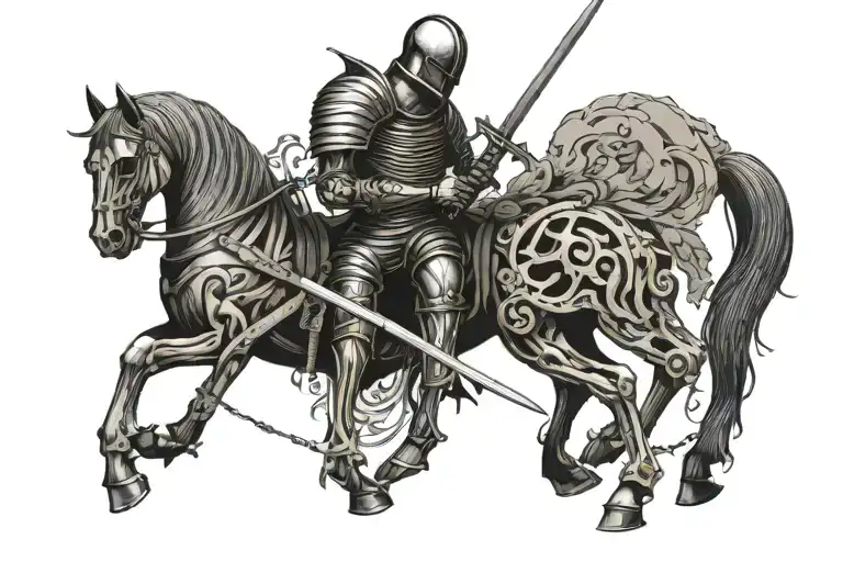 Knight With Sword Mid Century Skeleton War