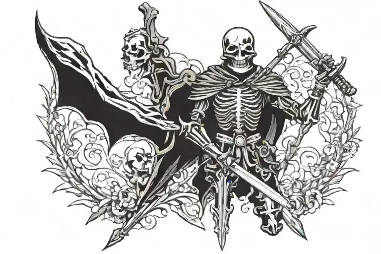 Knight With Sword Mid Century Skeleton War Time