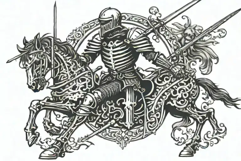Knight With Sword Mid Century Skeleton War