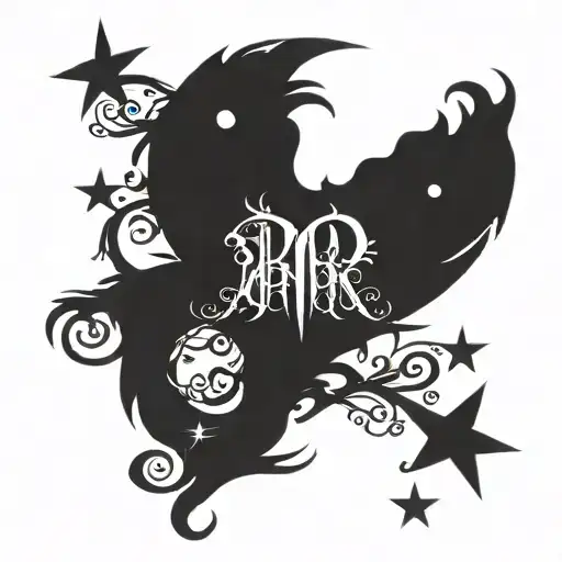 Harprr Name With Moon Surrounded By Stars Forming