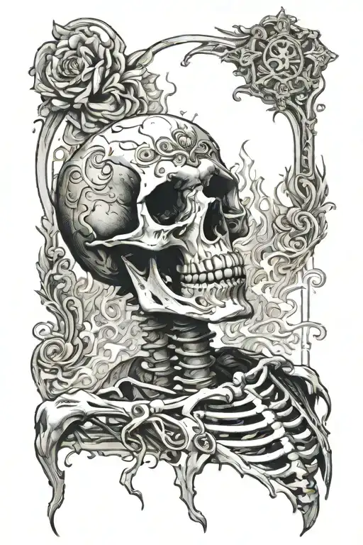 Skeleton Suffering Burning