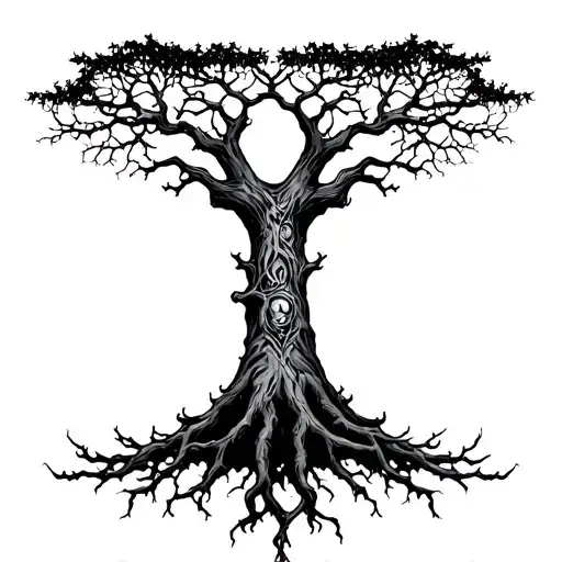 Gothic Tree Like Yggdrasil Wiht Branches Coming Over Sholders