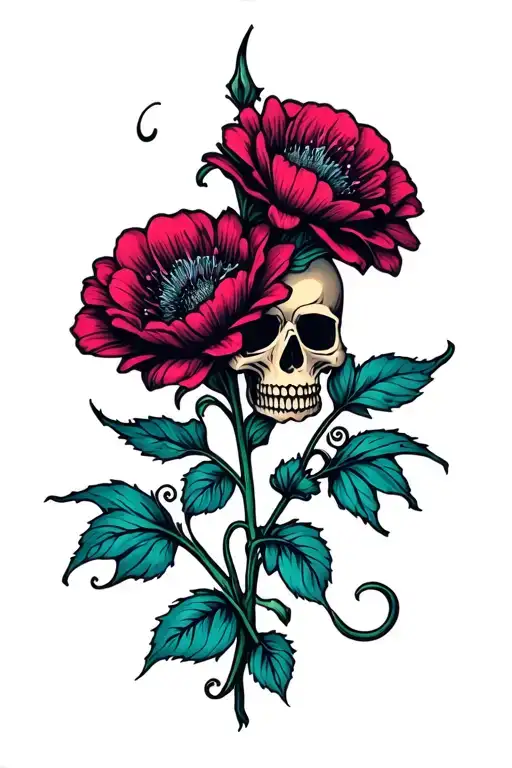 Cute Flower Sharp Skull
