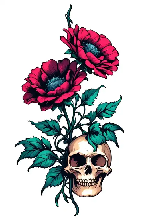 Cute Flower Sharp Skull Inside
