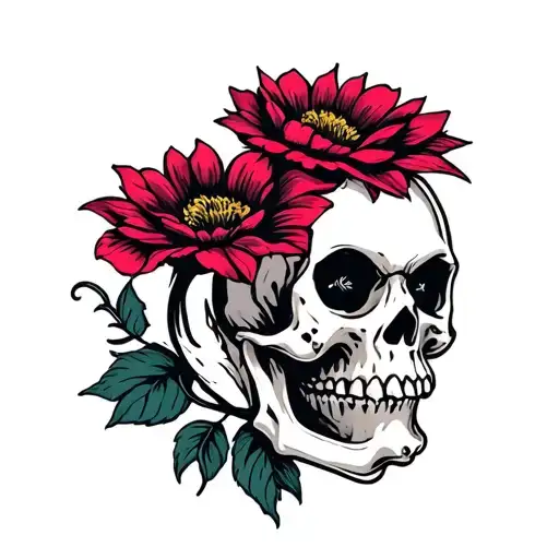 Cute Flower Sharp Skull Inside