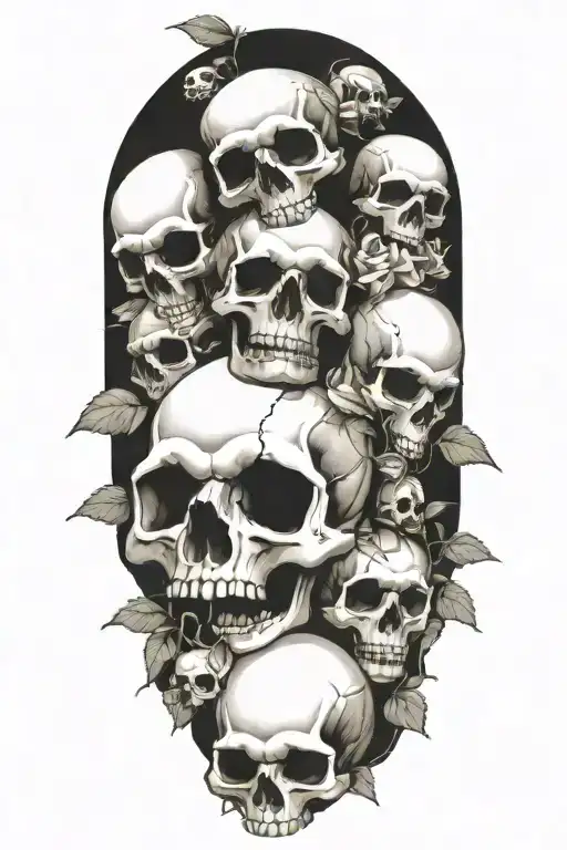 Hanging Skulls On A Rose Bush