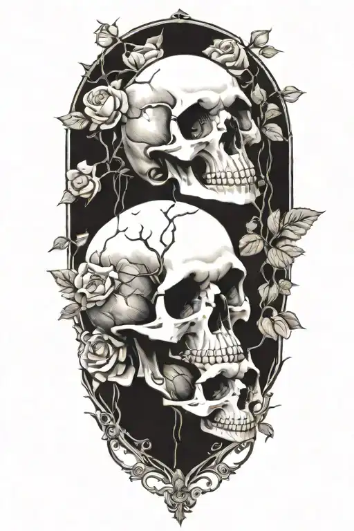 Hanging Skulls On A Rose Bush