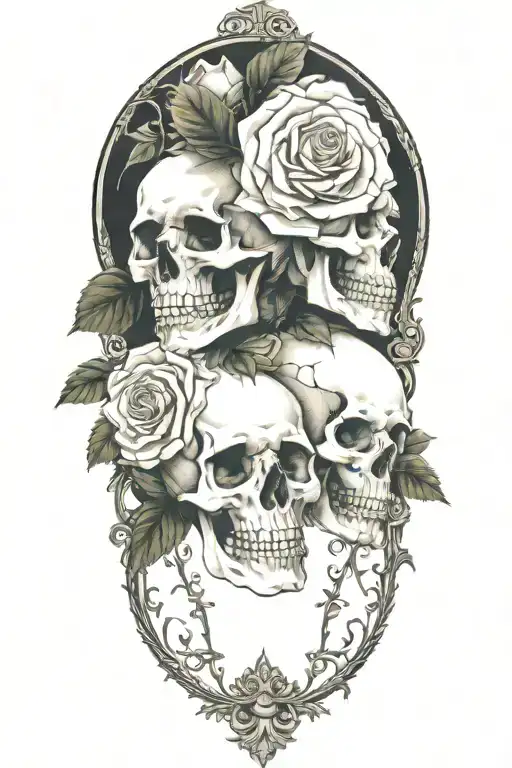 Hanging Skulls On A Rose Bush