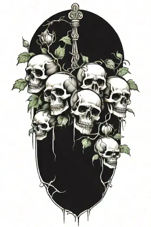 Hanging Skulls On A Rose Bush