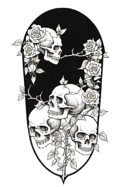 Hanging Skulls On A Rose Bush