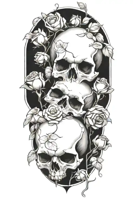 Hanging Skulls On A Rose Bush