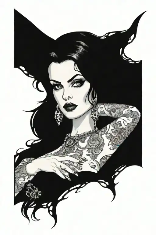 Pinup Girl Sexy No Border Black Hair Full Body Standing