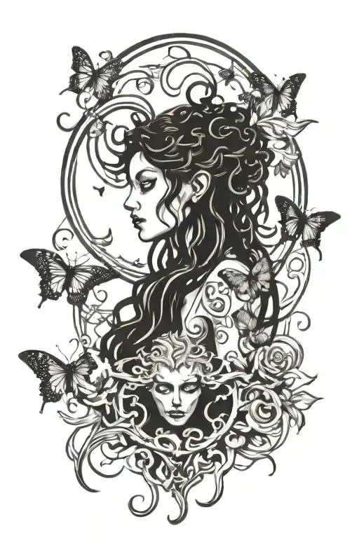 Medusa With Butterflys Around