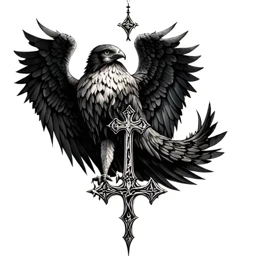 Angel Wings Similar To Hawk With Cross