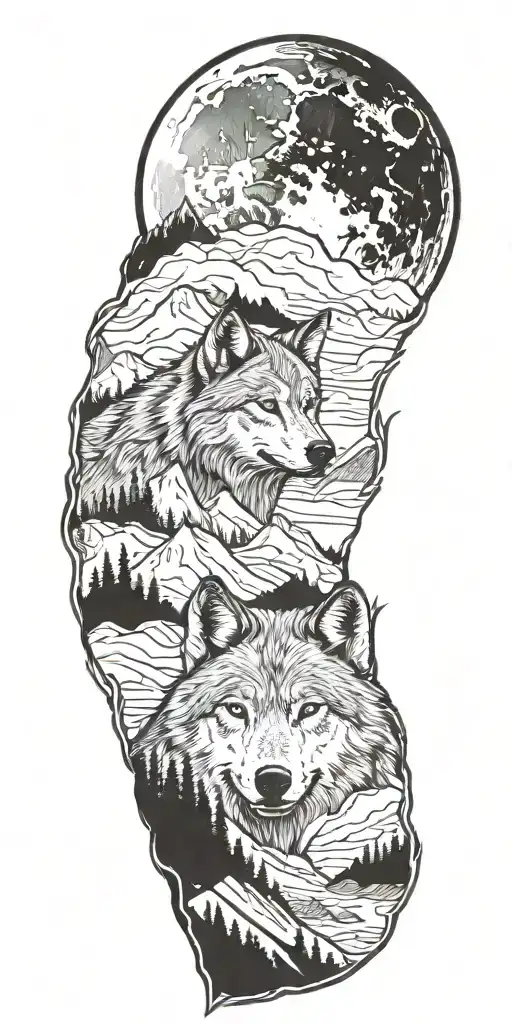 Wolf And Mountains Panorama Capturing The Beauty