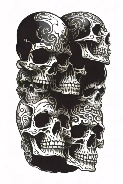 Three Skulls Piled On Top Of Each Other