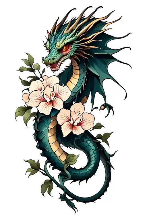 Dragon And Orchid Thigh