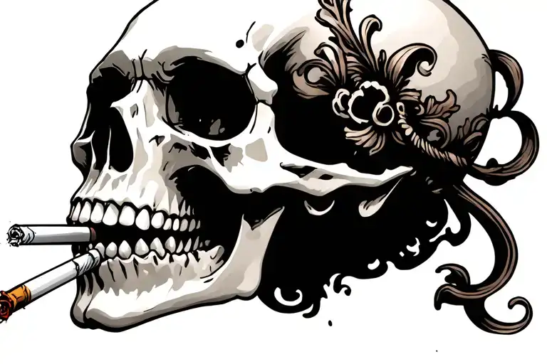 Skull With Cigarette In Teeth