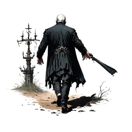 Sad Father Walking Away