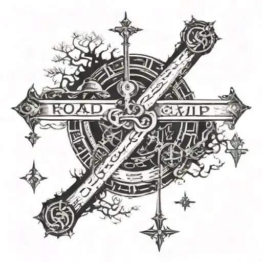 Road Splitting Directions Two Paths Good Vs Evil