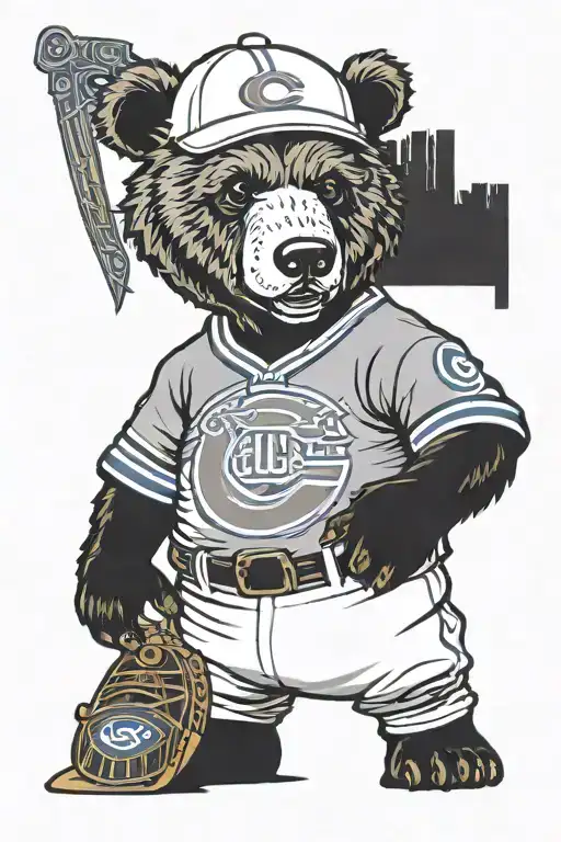 Chicago Bear Wearing Cubs Jersey