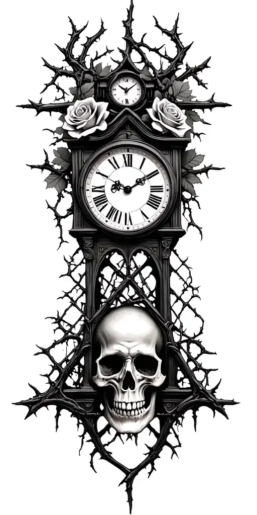 Thornes Vines Strangling Add Roses Skull Clocks And Bridge Bridge Made Of Thornes