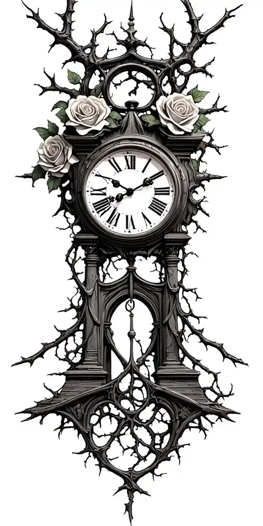 Thornes Vines Strangling Add Roses Clocks And Bridge Bridge Made Of Thornes