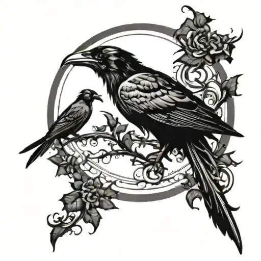 Cresent Moon Turning Into Ravens