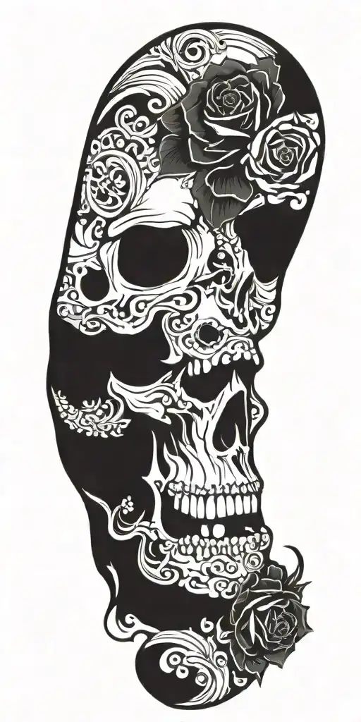 Skull Rosa Tribal