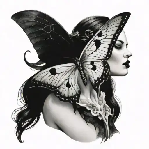 Beautiful Girl Kissing A Luna Moth