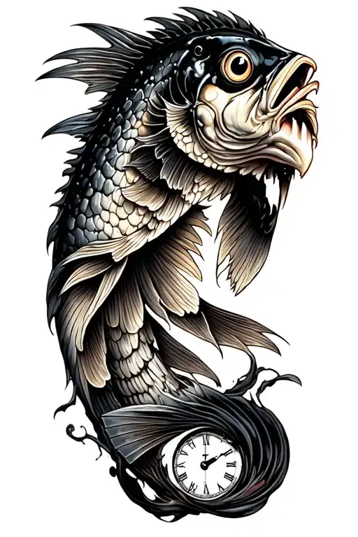 Lightining Storm And Time And Coi Fishtattoo