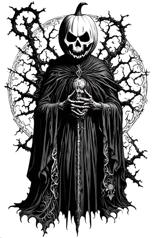 Pumpkin Head Reaper Full Body