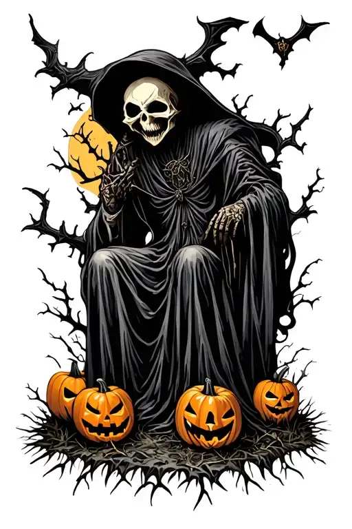 Pumpkin Head Reaper Full Body Grave Yard