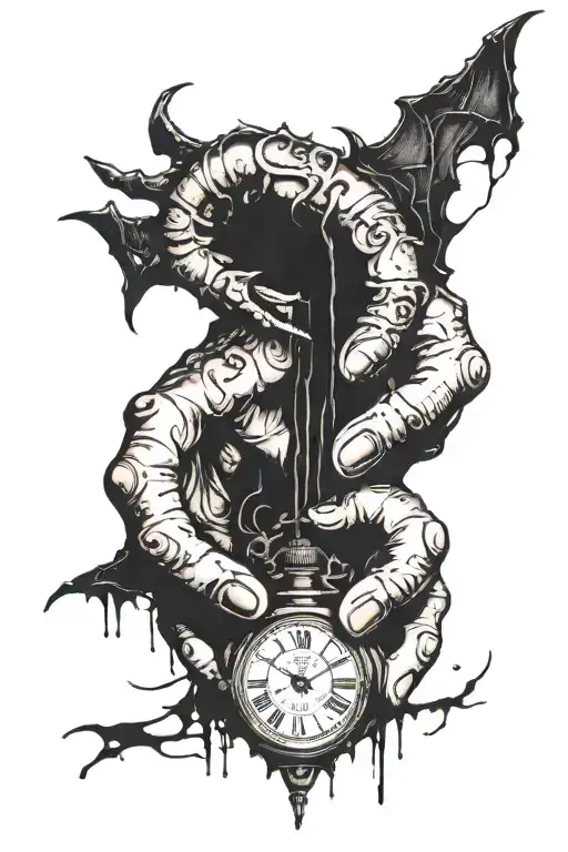 Child's Hand Crumbling Like Sand And Holding A Clock