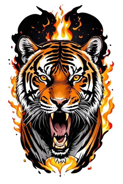 Fierce Tiger Emerging Victoriously From The Ashes Aquarius