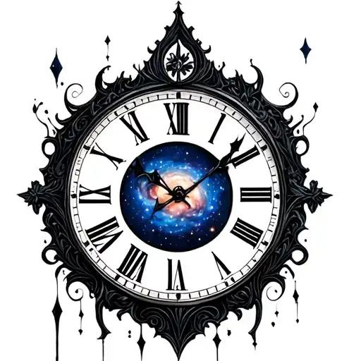 Analog Clock And Galaxy