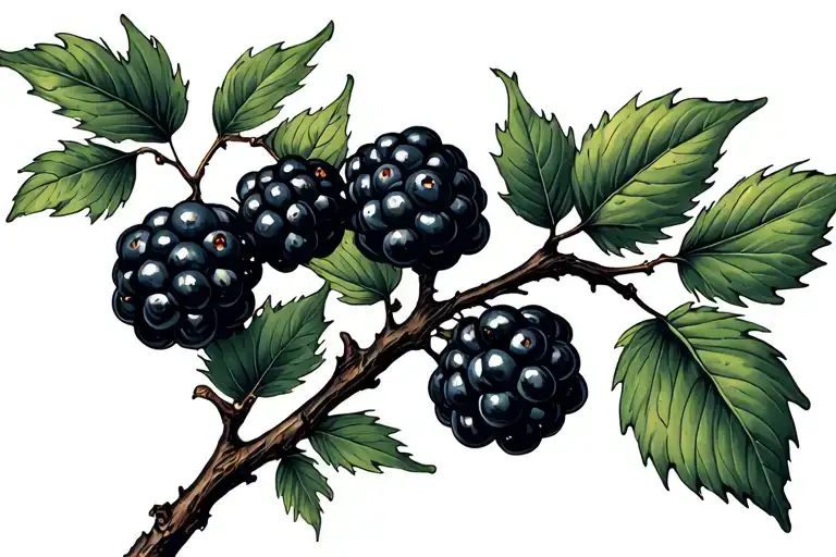 Tree Branch With Blackberries Intertwined