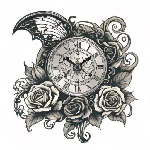 Old Clock Music Notes And Rose