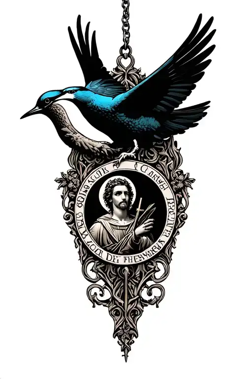 Swallow And Saint Christopher Medallion