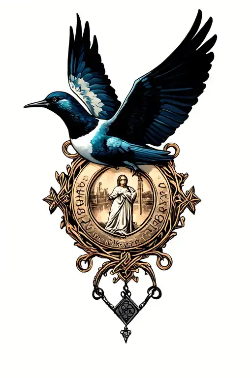 Swallow And Saint Christopher Medallion