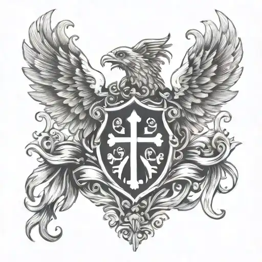 Coat Of Arms Wings Of Dove Wrapped Round