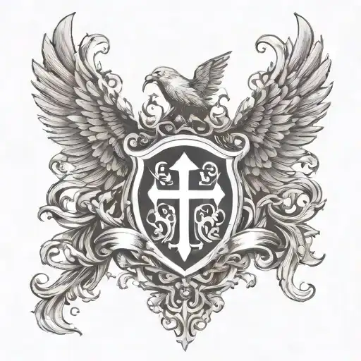 Coat Of Arms Wings Of Dove Emblem Surrounded
