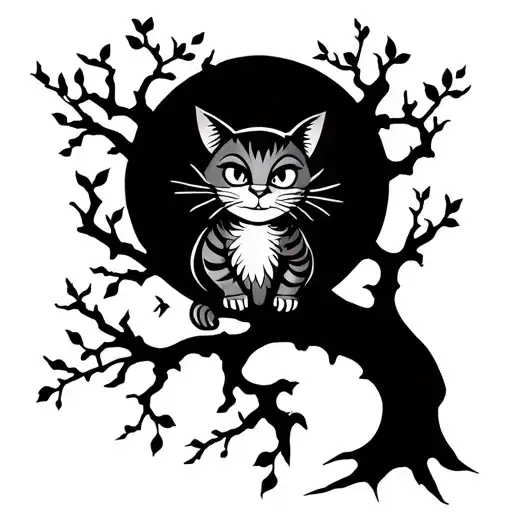 Happy Cheshire Cat In A Tree