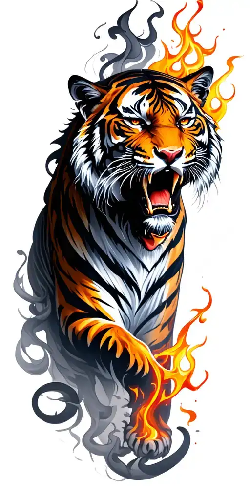 Tiger Made Of Smoke And Flames