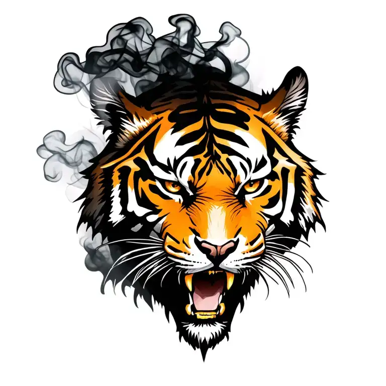 Tiger Head Designed As Smoke