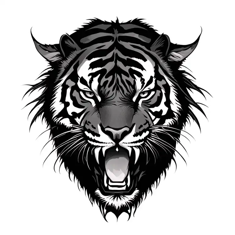 Tiger Head Black And White
