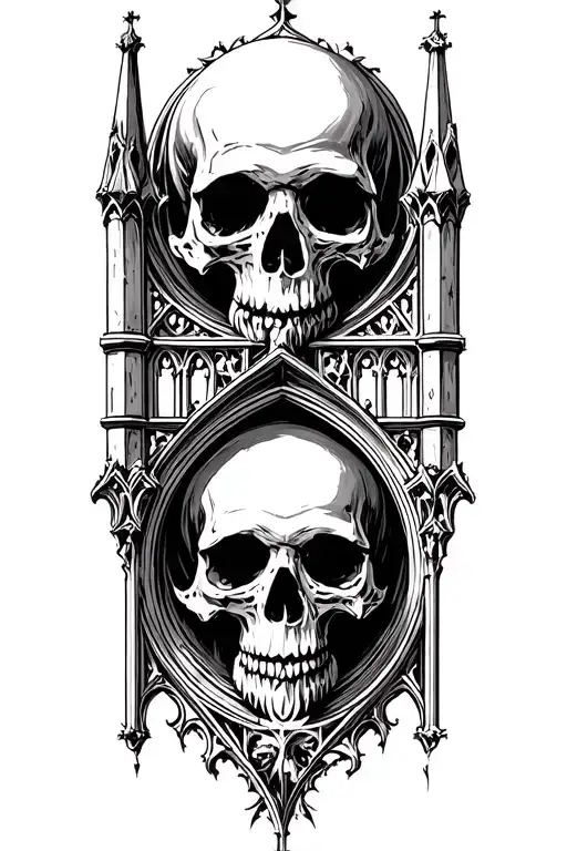 Architectural Cathedral Motifs And Skulls
